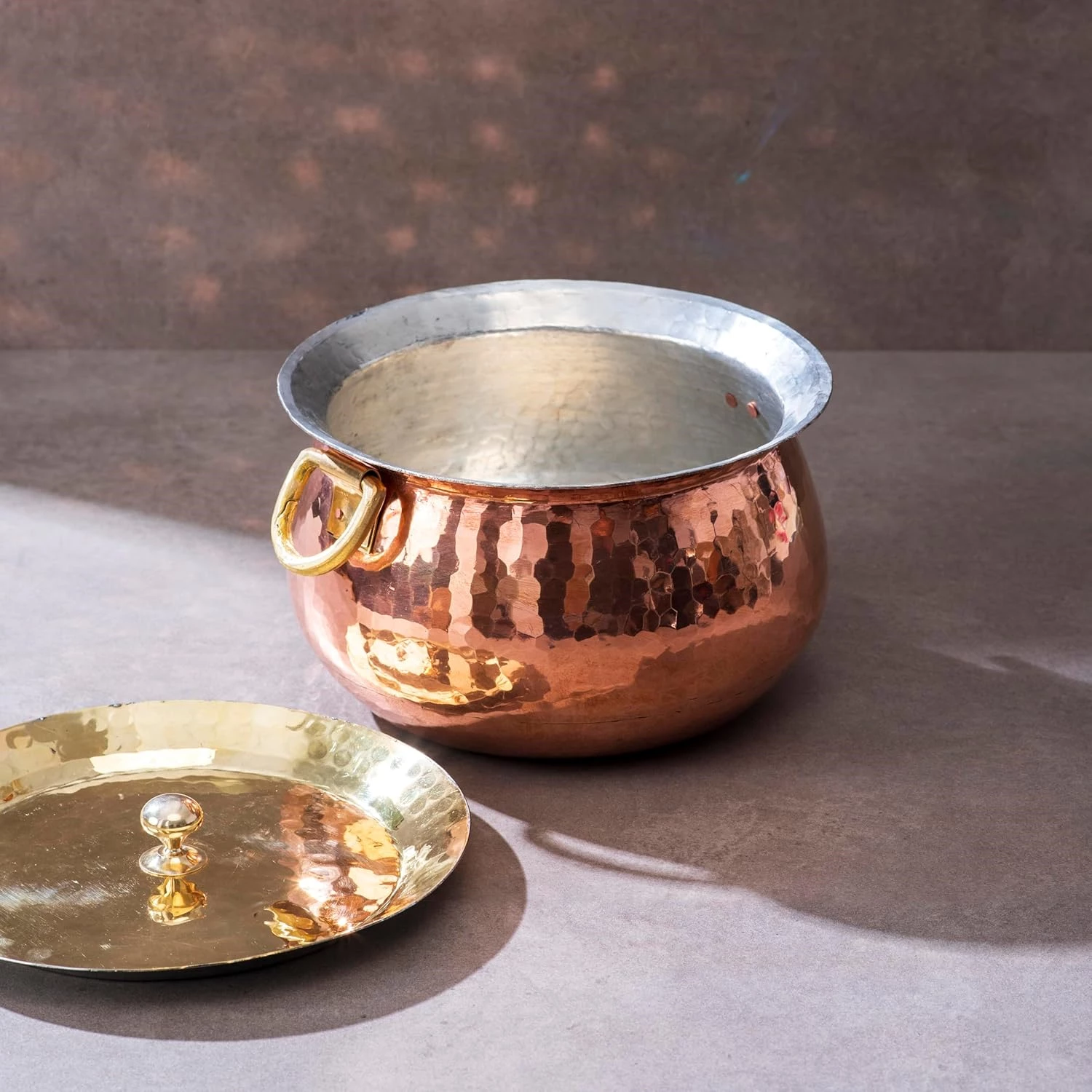 P-TAL Copper Madurai Handi Tin Coated with Lid, 2300 g-1.webp